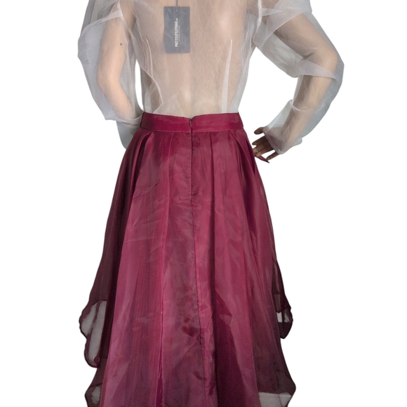 Gracia's Burgundy Layered A-Line Skirt- Tea Party/B-day/Brunch Ready!SM Prestine - Picture 10 of 12